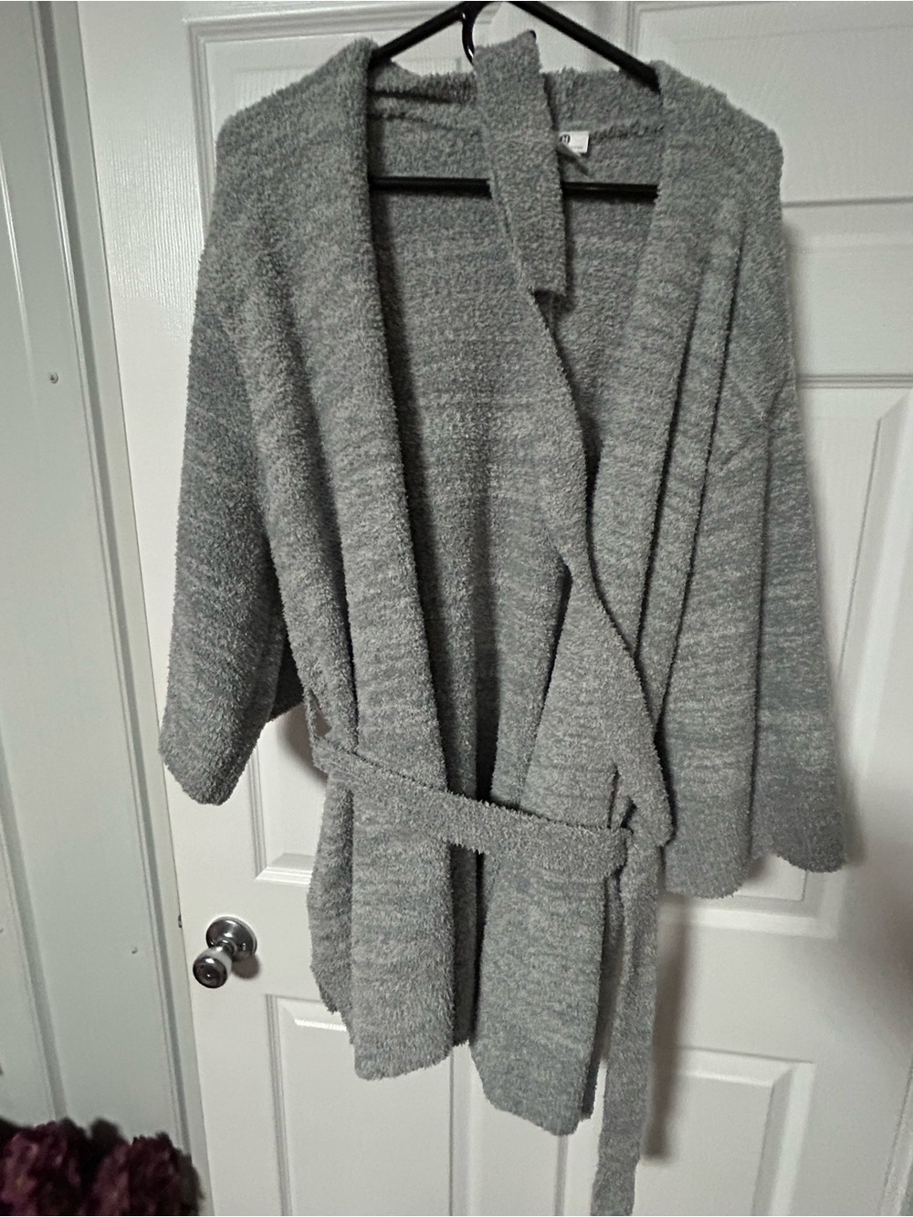 Hotel collection Cozy Gray Open-Front Knit robe  with Belt